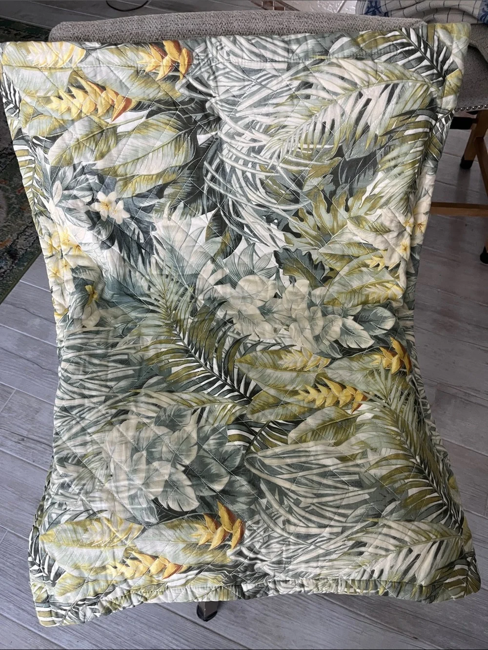 1 Tommy Bahama Cuba Cabana quilted pillow sham yellow orchid green palm leaves